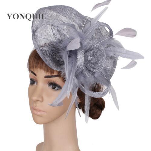 Ladies Elegant Feather Sinamay Hats Women Hair Accessories Fancy Fascinators For Wedding Hats Nice Bridal Hats And Races MYQ086