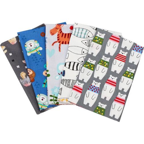 40*50cm 1pc 100% Cotton Fabric Cartoon Animals Printed Cloth Sheets DIY Clothes Supplies Home Textile Patchwork Handmade Crafts