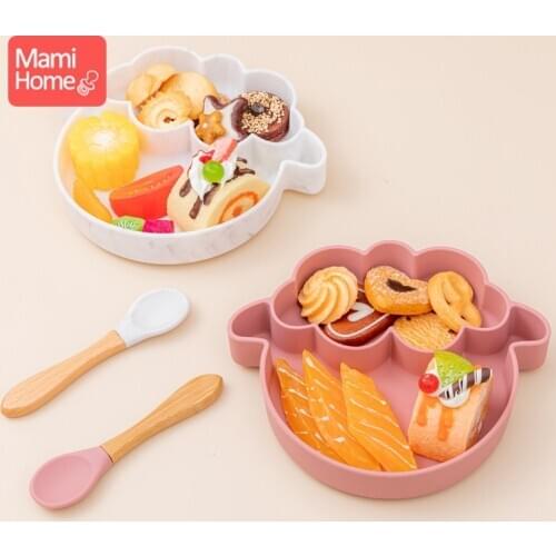 2pc/set Baby Tableware Silicone Sheep Plate Baby Feeding Bowl Food Grade BPA Free Silicone Non-Slip Bowl Gift Children Product