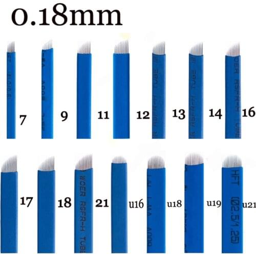 50pcs Microblading 0.18mm Tebori Blades Needles Tattoo needles Permanent Makeup Needle 7 9 12 14 17 21 Manual Eyebrow Blades