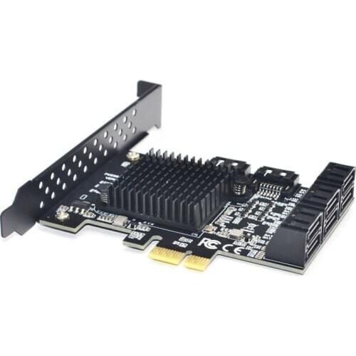 88SE9215 Chip 8 Ports SATA 3.0 to PCIe Expansion Card PCI Express SATA Adapter SATA 3 Converter with Heat Sink for HDD PCIE SATA