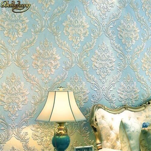 Beibehang papel de parede American Damascus wallpaper 3D stereoscopic high foaming wallpaper bedroom living room backdrop