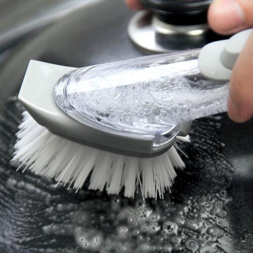 Cleaning Brush Automatic Liquid Washing Dish Brush Pan Pot Bowl Brush Kitchen Cleaning Tools Scrubber with Sponge Replace Head