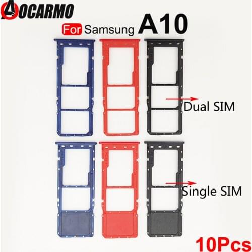 Aocarmo 10Pcs/Lot Sim Card Tray SD Reader Holder For Samsung Galaxy A10 A105F A20 A205F A30 A305F A50 SIM Card Tray Slot Holder