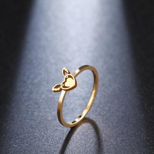 DOTIFI For Women Rings Stainless Steel Ring Party Jewelry Gift Angel Wings Personality Design R323
