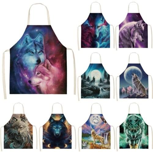 Wolf moon pattern apron for kitchen master apron Women kitchen apron Apron Apron for kitchen cooking accessories apron kitchen
