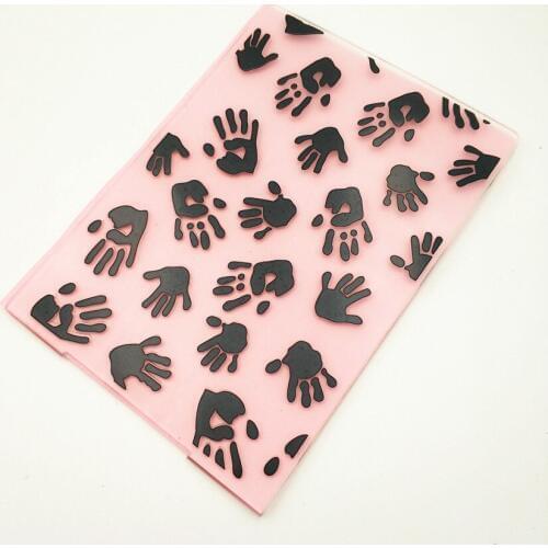 10.5x14.5cm Hand print Embossing folders Plastic bump Scrapbooking DIY Template Fondant indentation Cake Photo Album Card Make