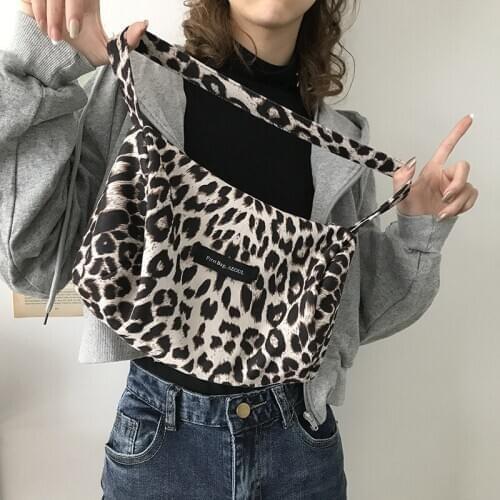 Korean Canvas Leopard Crossbody Bag for Women 2021 Female Handbags Girl Student ladies Shoulder Messenger Book Bag Satchels