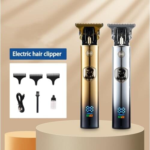 Oil Head Electric Hair Clipper USB Rechargeable T-type Hairdresser Hair Trimmer Mens Haircutter Shaving Machine LCD Display