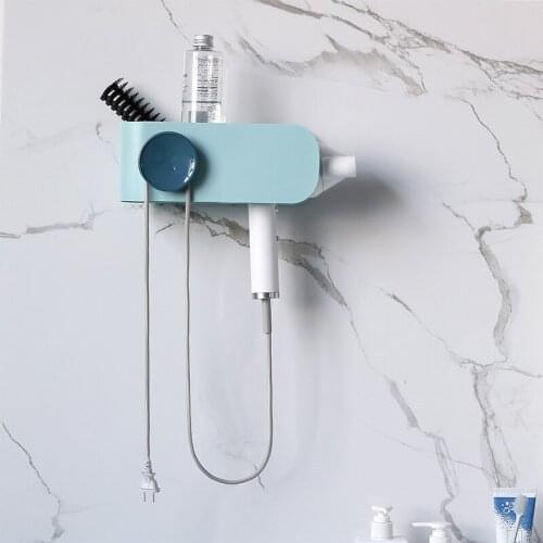 Multifunction Hair Dryer Holder Bathroom Organizer Shelf Hairdryer Stand Bathroom Accessories Wall Mounted Supplies Storage Rack