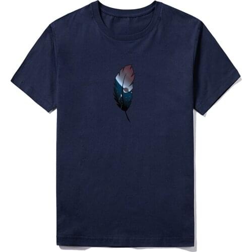 2021 Mens T-Shirt Feather Space Printing Short Sleeve Printed New Male Summer Casual Streetwear Customized Brand Clothing 5XL