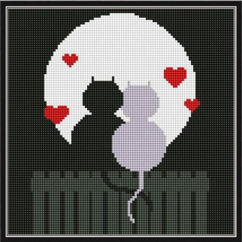 Everlasting Love Couple Cat Silhouette Chinese 5d Diamond Painting Full Square Christmas Decorations For Home Wedding Decoration