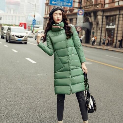 Trendy New Winter Women Double Sided 90% White Duck Down Long Coat Ultra Light Female Turtleneck Slim Parkas Snow Warm Outwear