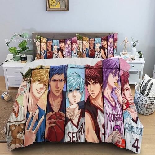 Kurokos Basketball Duvet Cover 3D Print Phantom Basketball King Bedding Set Shadow Basketball Player Bed Cover Set (No Sheets)