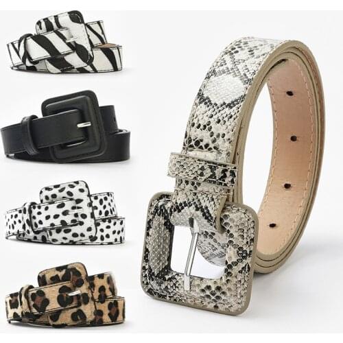 2021 New Leopard Snake Print Bag Buckle Decoration Retro Ladies Jeans Belt European And American Matching Dress Belt