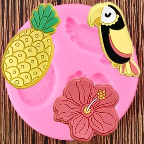 Birds Silicone Molds Flower Pineapple Cupcake Topper Fondant Mould Cake Decorating Tools Chocolate Candy Clay Moulds