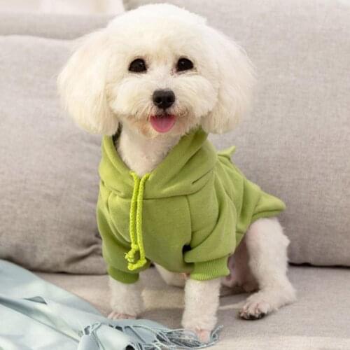 Hoodie for Small Dogs Winter Warm Pet Clothes Coat Winter Dog Solid Color Hooded with Pocket Thickened Cotton Coat Pet Clothes