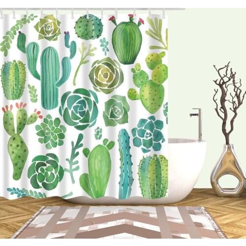 Tropical Green Plant Cactus Pineapple Shower Curtains Bathroom Curtain Bath Curtain Frabic Waterproof Polyester With Hooks