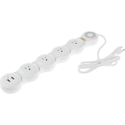Flexible Outlets Power Strip Extension Cord Surge Protector 5ft Power Cord With USB socket