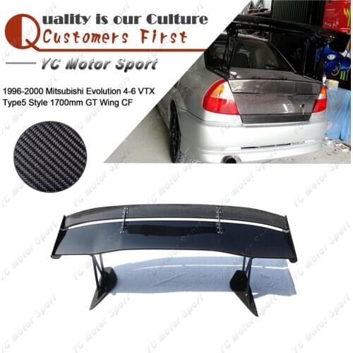 Carbon Fiber VTX Type5 Style GT Wing 1700mm with 390mm Aluminum Stand Fit For 1996-2000 Evolution 4-6 EVO 4 5 6 Rear Spoiler