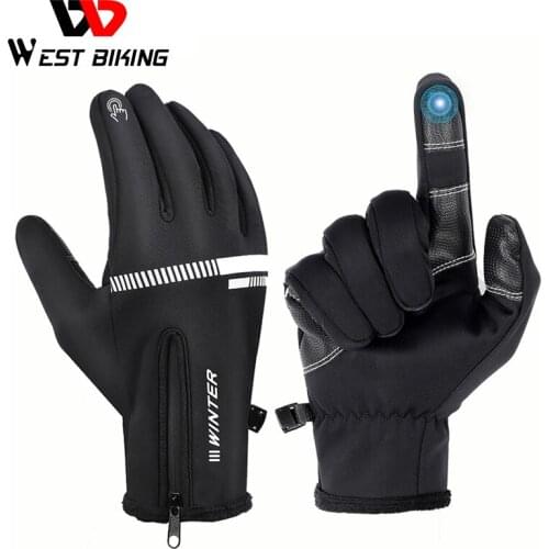 WEST BIKING Cycling Gloves Winter Fleece Thermal MTB Bike Gloves Touch Screen Outdoor Camping Hiking Motorcycle Bicycle Gloves