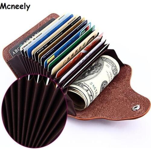 Genuine Leather Organ Style Unisex Business Card Holder Wallet Bank Credit Card Case ID Holders Women Card Holder Wallets