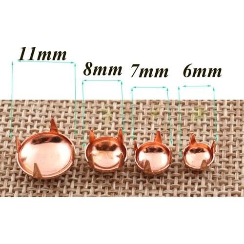 6mm/7mm/8mm/11mm Rose Gold Rivets 100 PCS Round Fastener Brads Rivet Snaps Stud Prong Leather Craft Belt Button Rivet In Dog