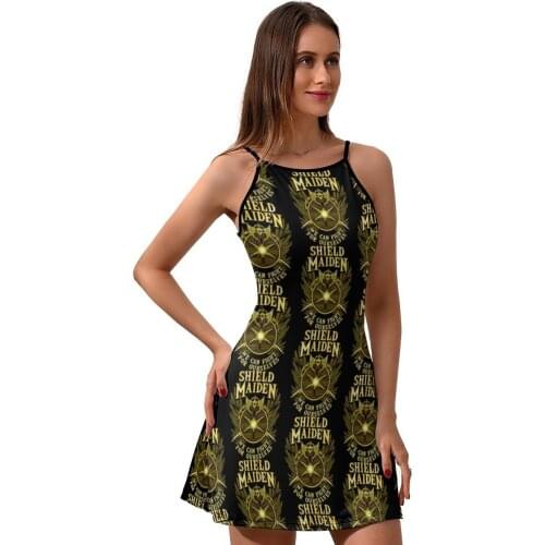Warrior Dress Suspender Printed Party Dresses Sale Women Polyester Short One-Piece Dress