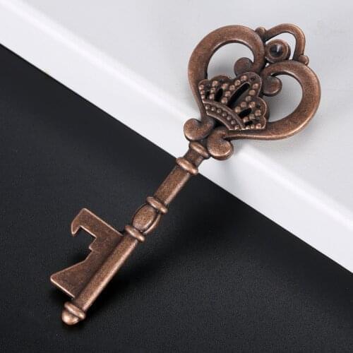 1x Metal Skeleton Key Red Copper Bottle Opener Wedding Party Favor Guest Gifts Rustic Wedding Decor Lovely Gift