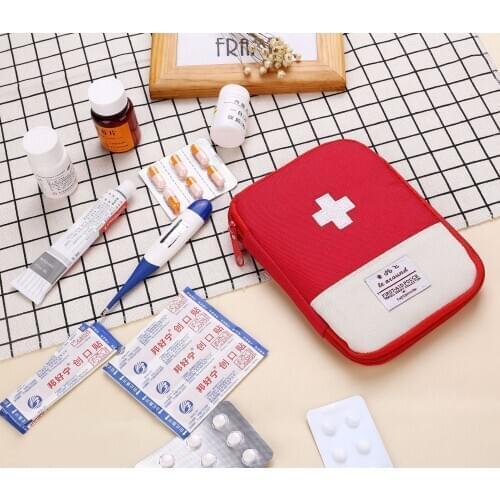 1pc Korea travel home portable small medicine bag storage bag medicine convenient bag Red first aid prevention kit