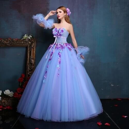 100%real luxury floral medieval dress with sleeve cuff renaissance Gown princess cosplay Victorian/belle ball gown