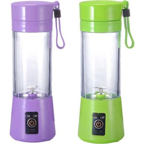 2Set Electric Fruit Juicer Blender USB Personal Milk Smoothie Maker Mixer Cup For Home Office Picnic,Purple & Green