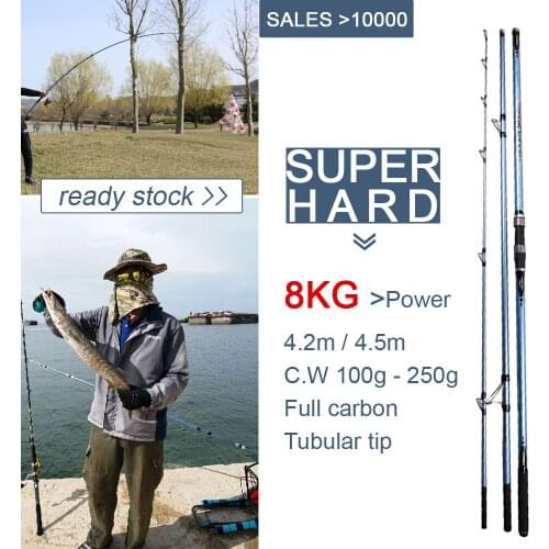 2pcs/pack Shore casting Surf Rod 4.2m(14ft)hard Shore Long Rod CW 100g-250g carbon white/black