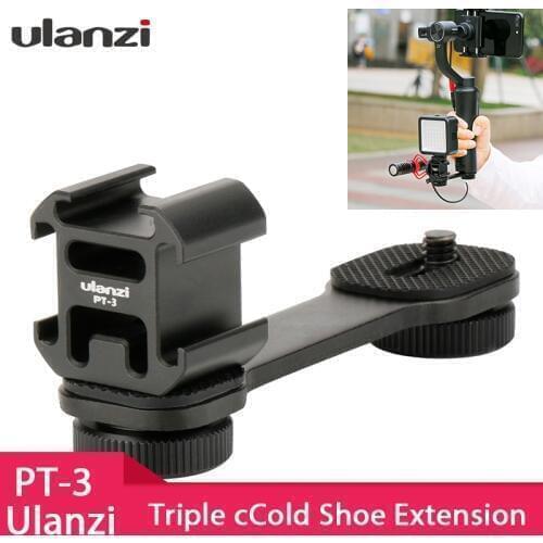 2021 Ulanzi PT-3 Triple Hot Shoe Mount Adapter Microphone Extension Bar for Zhiyun Smooth 4 DJI Osmo Pocket Gimbal Accessories
