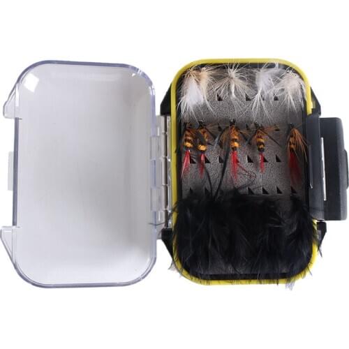 30pcs Bionic Fishing Flies with Colorful Feather Quality Floating Flies Assortment Kits