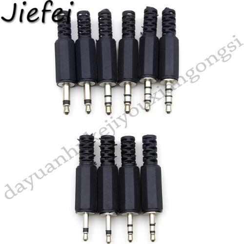 5pcs 1/8" 3.5mm /2.5mm 2 3 4 pole mono Stereo plug Audio Adaptor Connector solder Terminal DIY Plastic Cover Handle