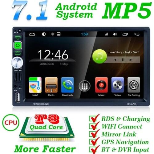 Android MP5 Player Wireless Car Audio Quad Core GPS WIFI Bluetooth AM FM RDS 7 Inch Touchscreen