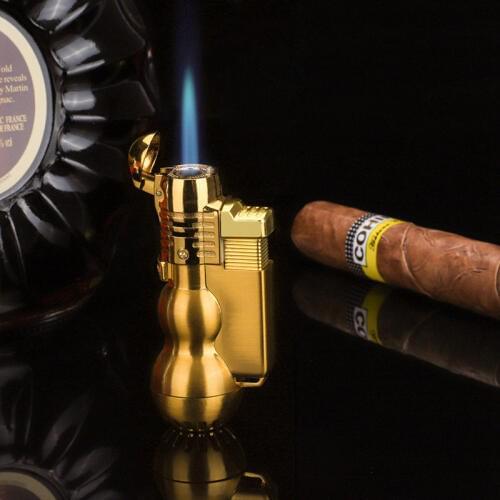 Butane Gas Lighter Creative Cigar lighter Windproof Metal Lighters Portable kitchen Outdoor Camping Small Spray Gun blue Flame