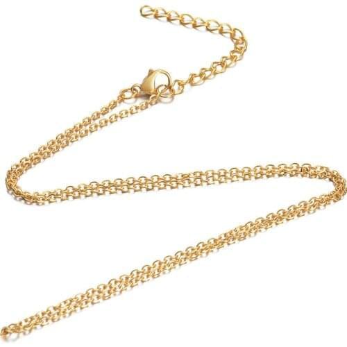 5pcs/lot 40/45/50/76mm Gold Color Titanium Steel 1.6mm Thickness O Chain for Necklace DIY Jewelry Accessories Wholesale