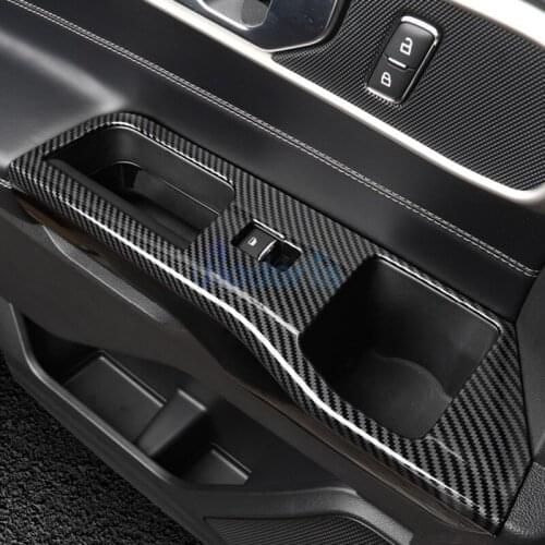Carbon Fiber Color Interior Door Handle Trim Holder Moulding Panels Sticker For Ford Explorer 2020 2021 Auto Accessories
