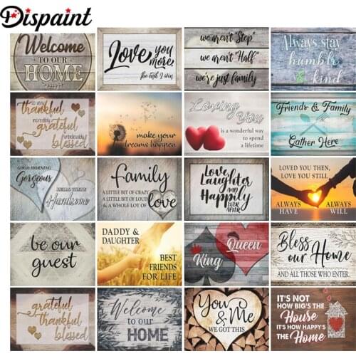 Dispaint Square Round Drill 5D Diamond Painting Environmental Crafts Full Diamond Embroidery "Text pattern landscape" Home decor