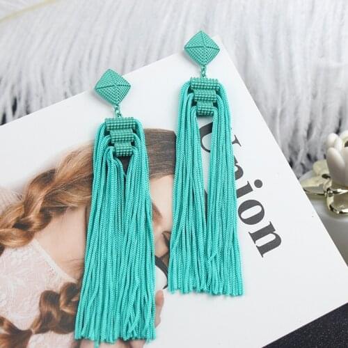 Long Tassel Earrings Fashion Jewelry 2021 Bohemia Statement Summer Dangle Aesthetic Earrings for Women Accessories Korean Style