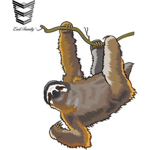 EARLFAMILY Car Sticker Funny Sloth Vinyl Animal Sticker Laptop Travel Luggage Decal Cartoon Car Styling Waterproof Accessories