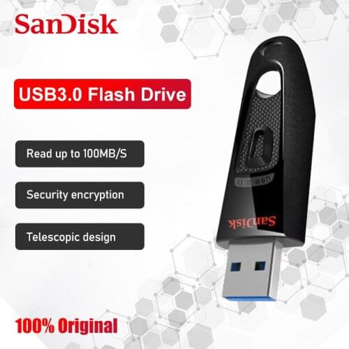 SanDisk Ultra USB 3.0 Flash Drive Pendrive 16GB 64GB 128GB 256GB Pen Drive 100MB/s USB Flash Stick for Desktop Laptop U Disk