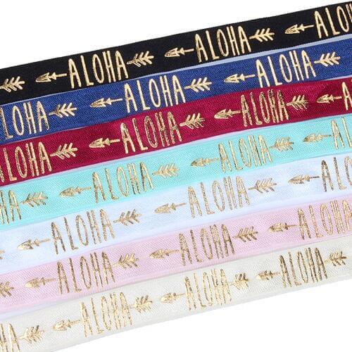 Hot selling beautiful bridal ALOHA arrow foe ribbons fold over elastic for party