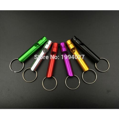 Hot sale 5pcs/lot Outdoor sport samll whistle aluminum alloy camping accessories emergency survival whistle keychain tools