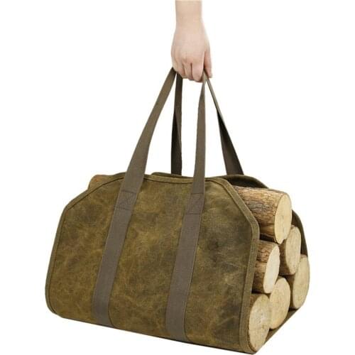 Firewood Storage Bag Canvas Outdoor Camping Package Outdoor Home Kitchen Supplies Outdoor Thickened Firewood Storage Bag