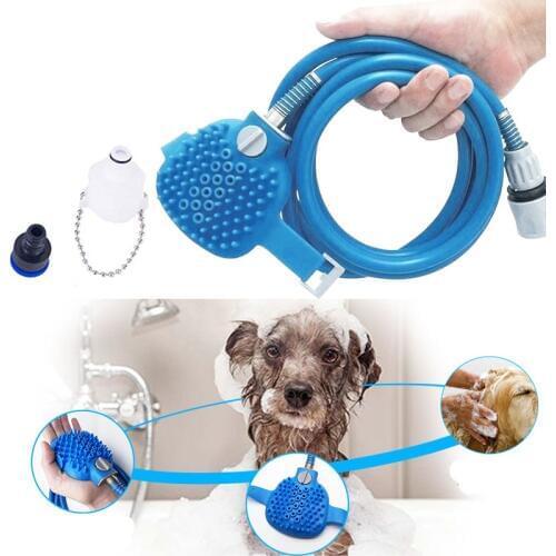 Dog Bath Tool Pet Shower Sprayer & Cleaning Brush Comfortable Massager Shower Tube Gadget Cleaning Washing Bath Sprayer For Cat