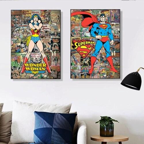 Marvel Canvas Paintings Wonder Woman Comic Posters and Graffiti Art Prints Wall Art Pictures for Living Room Home Decoration