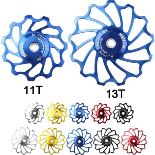 2pcs MEIJUN MTB Road Bike Ceramic Pulley 7005 Aluminum Alloy Rear Derailleur 11T 13T Guide Cycling Ceramics Bearing Jockey Wheel
